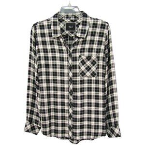 Rails Black White Plaid Button Front Shirt Womens Size S Long Sleeve Imperfect